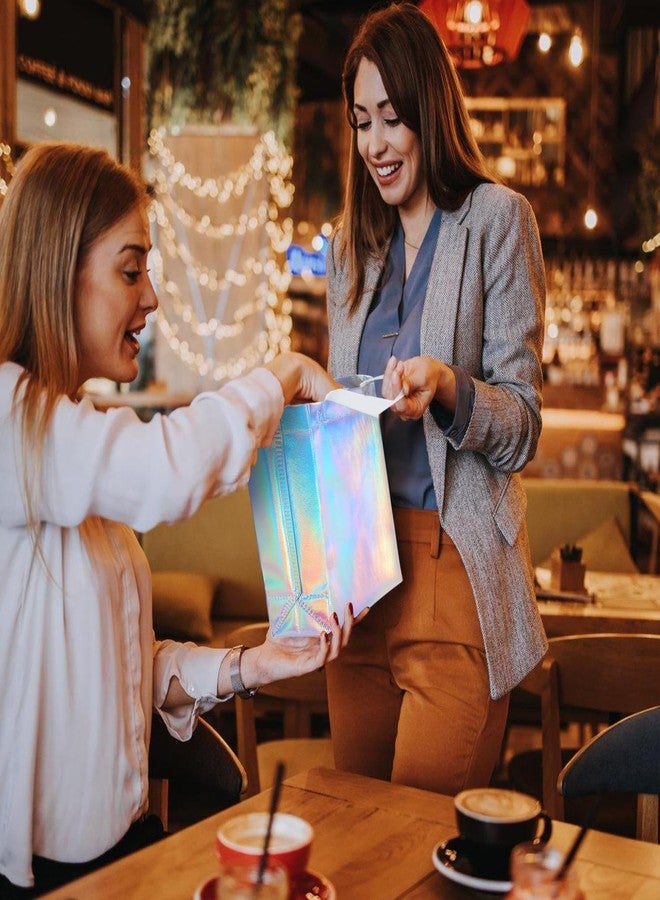 Lzerking 50-Pack Reusable Gift Bags (10x8x4 Inches) Holographic Non-Woven Eco-Friendly Party Favor Bags with Handles for Weddings, Christmas, Birthdays, Bulk Gift Packaging - Image 2